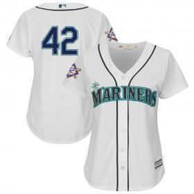 Wholesale Cheap Seattle Mariners #42 Majestic Women\'s 2019 Jackie Robinson Day Official Cool Base Jersey White