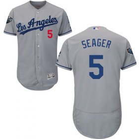 Wholesale Cheap Dodgers #5 Corey Seager Grey Flexbase Authentic Collection 2018 World Series Stitched MLB Jersey