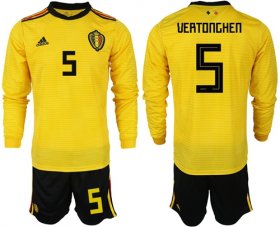Wholesale Cheap Belgium #5 Vertonghen Away Long Sleeves Soccer Country Jersey