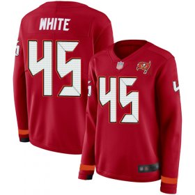 Wholesale Cheap Nike Buccaneers #45 Devin White Red Team Color Women\'s Stitched NFL Limited Therma Long Sleeve Jersey