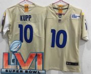 Wholesale Cheap Women's Los Angeles Rams #10 Cooper Kupp Limited Bone 2022 Super Bowl LVI Bound Vapor Jersey