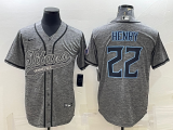 Wholesale Cheap Men's Tennessee Titans #22 Derrick Henry Grey Gridiron With Patch Cool Base Stitched Baseball Jersey