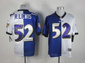 Wholesale Cheap Nike Ravens #52 Ray Lewis Purple/White Men\'s Stitched NFL Elite Split Jersey