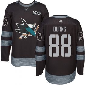 Wholesale Cheap Adidas Sharks #88 Brent Burns Black 1917-2017 100th Anniversary Stitched NHL Jersey
