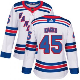 Wholesale Cheap Adidas Rangers #45 Kappo Kakko White Road Authentic Women\'s Stitched NHL Jersey