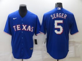 Wholesale Cheap Men\'s Texas Rangers #5 Corey Seager Blue Stitched MLB Cool Base Nike Jersey