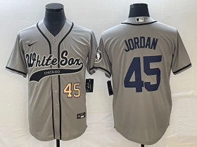Wholesale Cheap Men\'s Chicago White Sox #45 Michael Jordan Number Grey Cool Base Stitched Baseball Jersey