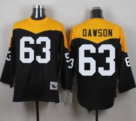 Wholesale Cheap Mitchell And Ness 1967 Steelers #63 Dermontti Dawson Black/Yelllow Throwback Men\'s Stitched NFL Jersey