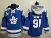 Wholesale Cheap Men's Toronto Maple Leafs #91 John Tavares Royal Blue Hoodie