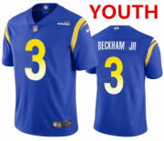 Wholesale Cheap Youth Los Angeles Rams #3 Odell Beckham Jr. Vapor Untouchable Limited Stitched Royal Jersey