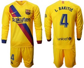 Wholesale Cheap Barcelona #4 I.Rakitic Away Long Sleeves Soccer Club Jersey