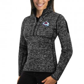 Wholesale Cheap Colorado Avalanche Antigua Women\'s Fortune 1/2-Zip Pullover Sweater Charcoal