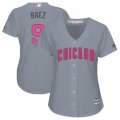 Wholesale Cheap Cubs #9 Javier Baez Grey Mother's Day Cool Base Women's Stitched MLB Jersey