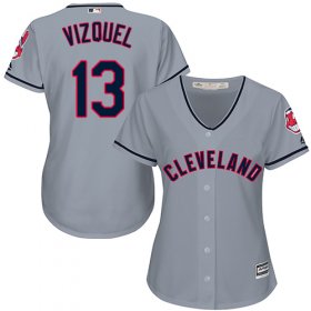 Wholesale Cheap Indians #13 Omar Vizquel Grey Road Women\'s Stitched MLB Jersey