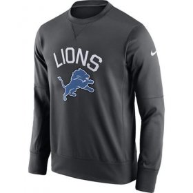 Wholesale Cheap Men\'s Detroit Lions Nike Anthracite Sideline Circuit Performance Sweatshirt