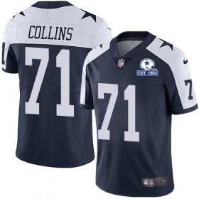 Wholesale Cheap Nike Cowboys #71 La\'el Collins Navy Blue Thanksgiving Men\'s Stitched With Established In 1960 Patch NFL Vapor Untouchable Limited Throwback Jersey
