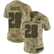 Wholesale Cheap Nike Patriots #28 James White Camo Women's Stitched NFL Limited 2018 Salute to Service Jersey
