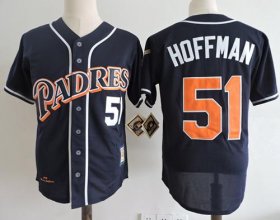 Wholesale Cheap Mitchell And Ness 1998 Padres #51 Trevor Hoffman Navy Blue Throwback Stitched MLB Jersey
