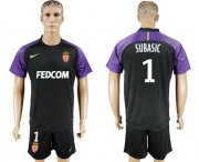 Wholesale Cheap Monaco #1 Subasic Black Goalkeeper Soccer Club Jersey