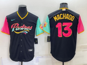 Wholesale Men's San Diego Padres #13 Manny Machado Black 2022 City Connect Cool Base Stitched Jersey