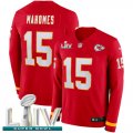 Wholesale Cheap Nike Chiefs #15 Patrick Mahomes Red Super Bowl LIV 2020 Team Color Men's Stitched NFL Limited Therma Long Sleeve Jersey