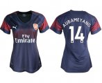 Wholesale Cheap Women's Arsenal #14 Aubameyang Away Soccer Club Jersey