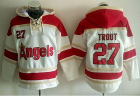 Wholesale Cheap Angels of Anaheim #27 Mike Trout White Sawyer Hooded Sweatshirt MLB Hoodie