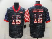 Wholesale Cheap Men's San Francisco 49ers #16 Joe Montana USA Camo 2020 Salute To Service Stitched NFL Nike Limited Jersey