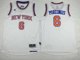 Wholesale Cheap Men\'s New York Knicks #6 Kristaps Porzingis Revolution 30 Swingman 2014 New White Jersey