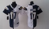 Wholesale Cheap Nike Chargers #17 Philip Rivers Navy Blue/White Women's Stitched NFL Elite Split Jersey