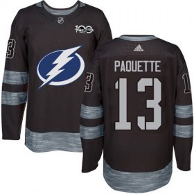Cheap Adidas Lightning #13 Cedric Paquette Black 1917-2017 100th Anniversary Stitched NHL Jersey