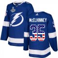 Cheap Adidas Lightning #35 Curtis McElhinney Blue Home Authentic USA Flag Youth 2020 Stanley Cup Champions Stitched NHL Jersey