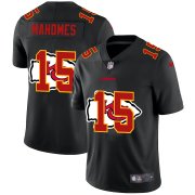 Wholesale Cheap Kansas City Chiefs #15 Patrick Mahomes Men's Nike Team Logo Dual Overlap Limited NFL Jersey Black