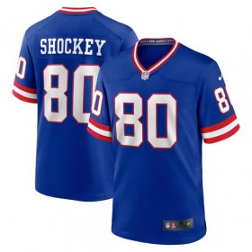 Wholesale Cheap Men\'s New York Giants #80 Jeremy Shockey Royal Stitched Game Jersey