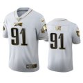 Wholesale Cheap Philadelphia Eagles #91 Fletcher Cox Men's Nike White Golden Edition Vapor Limited NFL 100 Jersey