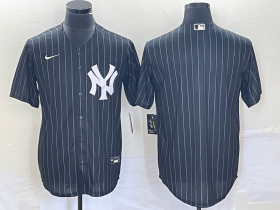 Wholesale Cheap Men\'s New York Yankees Blank Black Pinstripe Cool Base Stitched Baseball Jersey