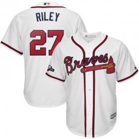 Wholesale Cheap Atlanta Braves #27 Austin Riley Majestic 2019 Postseason Official Cool Base Player Jersey White