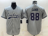 Wholesale Cheap Men's Dallas Cowboys #88 CeeDee Lamb Grey With Patch Cool Base Stitched Baseball Jersey