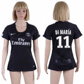 Wholesale Cheap Women\'s Paris Saint-Germain #11 Di Maria Sec Away Soccer Club Jersey