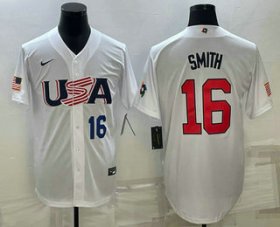 Cheap Men\'s USA Baseball #16 Will Smith Number 2023 White World Baseball Classic Stitched Jersey