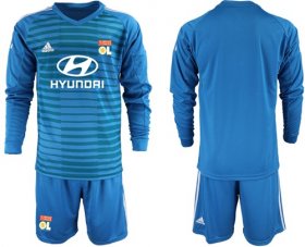 Wholesale Cheap Lyon Blank Blue Goalkeeper Long Sleeves Soccer Club Jersey