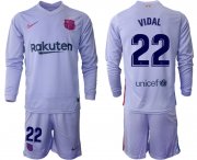 Wholesale Cheap Men 2021-2022 Club Barcelona Second away purple Long Sleeve 22 Soccer Jersey