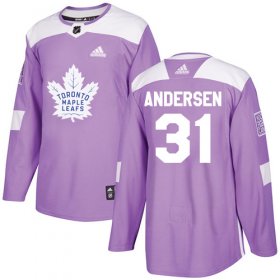 Wholesale Cheap Adidas Maple Leafs #31 Frederik Andersen Purple Authentic Fights Cancer Stitched NHL Jersey