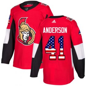 Wholesale Cheap Adidas Senators #41 Craig Anderson Red Home Authentic USA Flag Stitched NHL Jersey