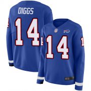 Wholesale Cheap Nike Bills #14 Stefon Diggs Royal Blue Team Color Women's Stitched NFL Limited Therma Long Sleeve Jersey