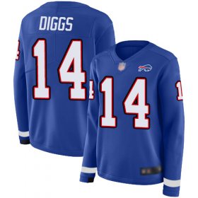 Wholesale Cheap Nike Bills #14 Stefon Diggs Royal Blue Team Color Women\'s Stitched NFL Limited Therma Long Sleeve Jersey