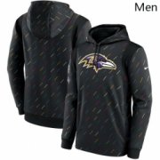 Wholesale Cheap Men Baltimore Ravens Nike Charcoal 2021 NFL Crucial Catch Therma Pullover Hoodie