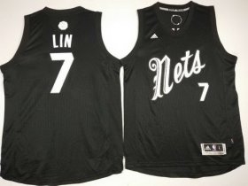 Wholesale Cheap Men\'s Brooklyn Nets #7 Jeremy Lin adidas Black 2016 Christmas Day Stitched NBA Swingman Jersey