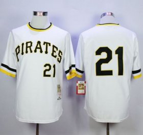 Wholesale Cheap Mitchell and Ness 1971 Pirates #21 Roberto Clemente Stitched White Throwback MLB Jersey