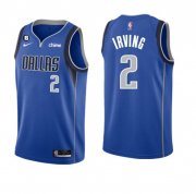 Cheap Men's Dallas Mavericks #2 Kyrie Irving Blue Icon Edition With NO.6 Patch Stitched Basketball Jersey